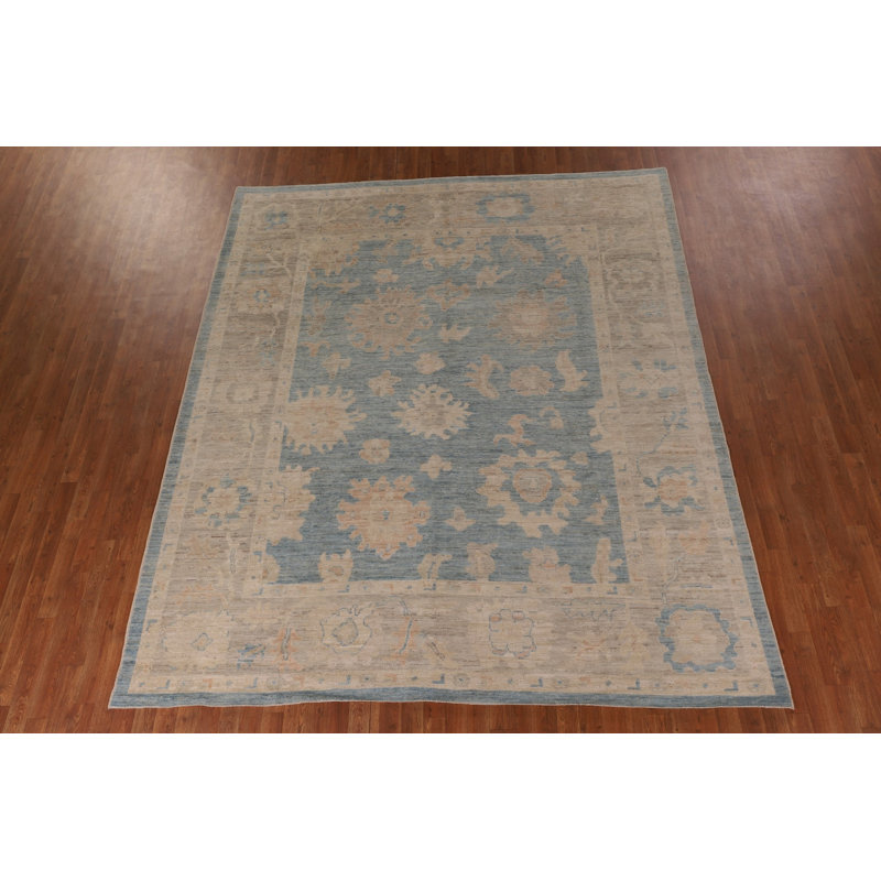 Tapis bleu teint à la main Oushak