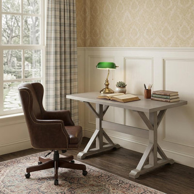 48" Gray Solid Wood Trestle Writing Desk