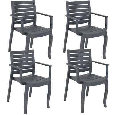 Dorthula Outdoor Plastic Stacking Dining Armchairs