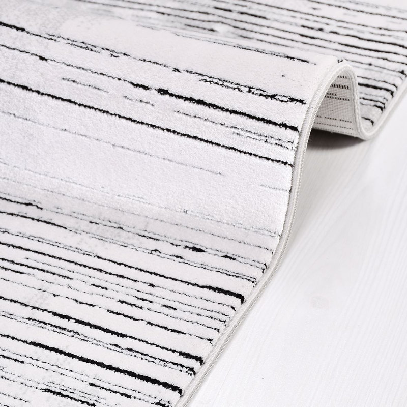 Tapis gris moderne lavable à la machine, Rectangle 2 pi 8 po x 5 pi