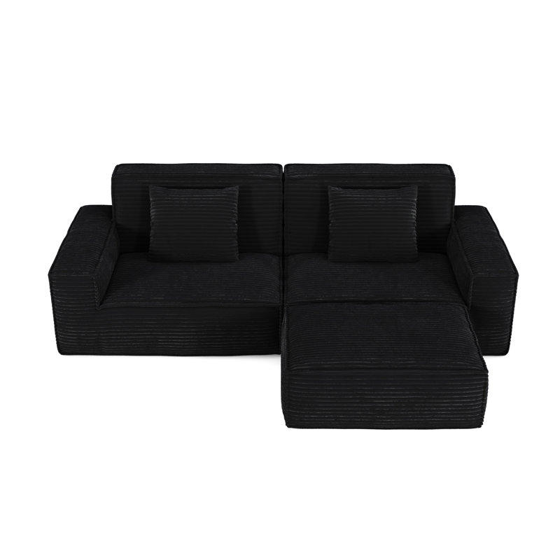 Grandes rayures, 106,3 pouces, compression, 3 sièges, style moderne, noir, dossier à coussin souple, chambre d'amis, compression moderne, assise confortable, adultes, chambre à coucher