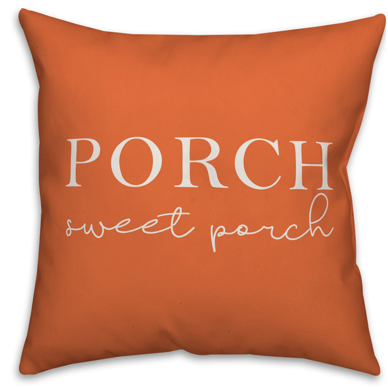 Textual Outdoor Throw Pillow, 18" H x 18" W, Orange