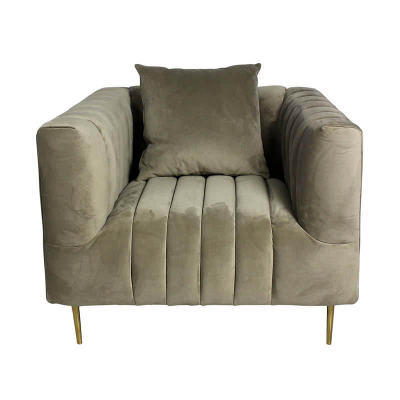 Gleaves Velvet Accent Chair, Beige Velvet