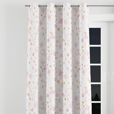 Abstract Room Darkening Curtains - Modern Pink And Gold Dew Grommet Curtain - 1 Panel