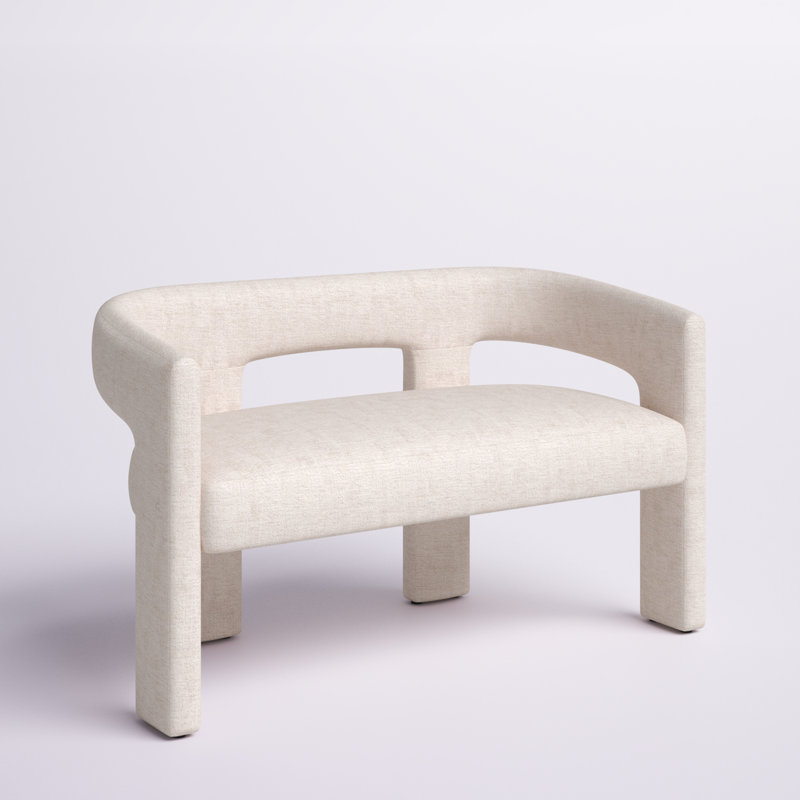 Banc rembourré Anouchka, Microsuède beige naturel Gwen