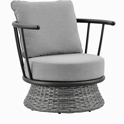 Chaise d'extérieur en osier et aluminium Novante en noir et gris foncé