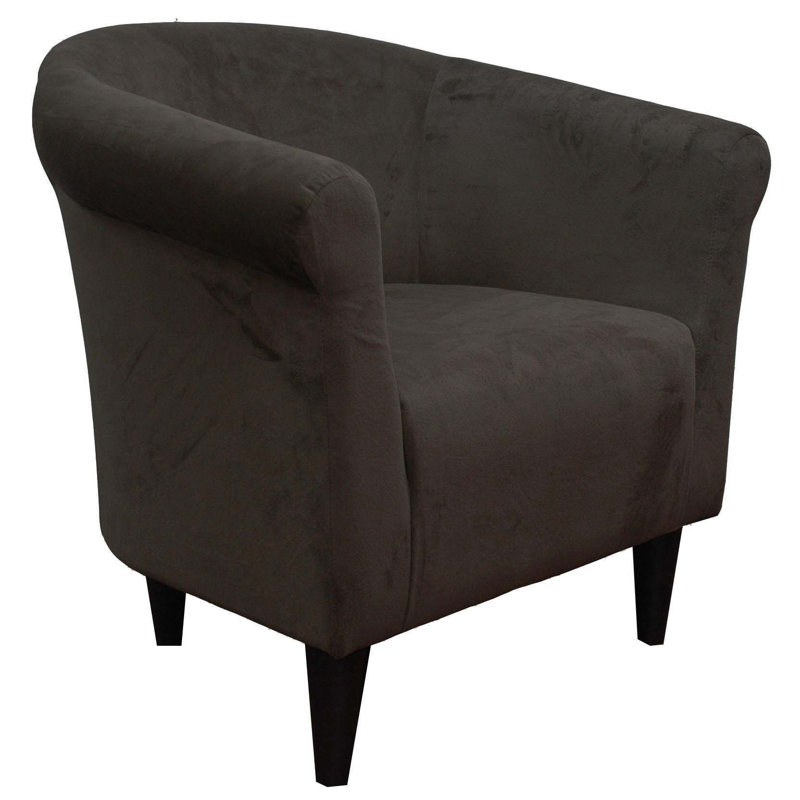 Fauteuil demi-tonneau l 32 po Liam, Microfibre / microsuède brun chocolat