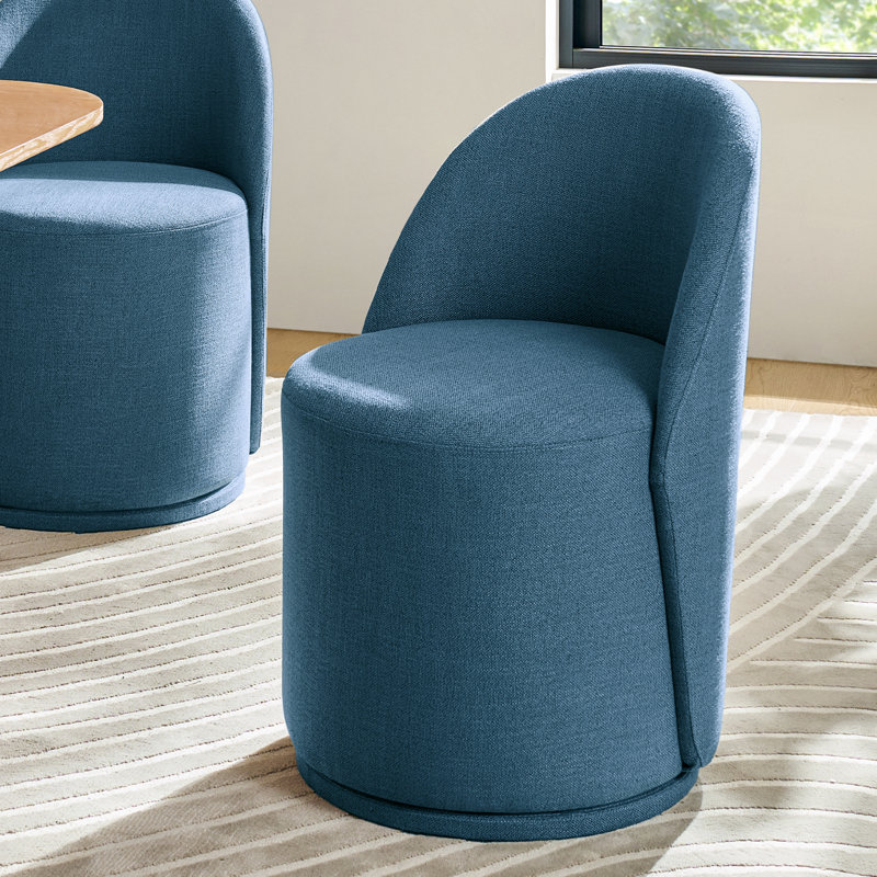 Clester Modern Upholstered Fully Assembled Swivel Dining Chair, Navy