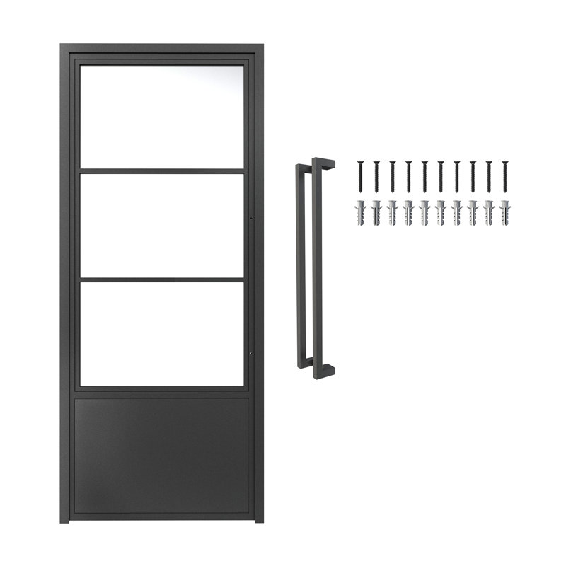 JUBEST Glass and Metal Frame Glass Hollow Swing Door Interior Standard Door