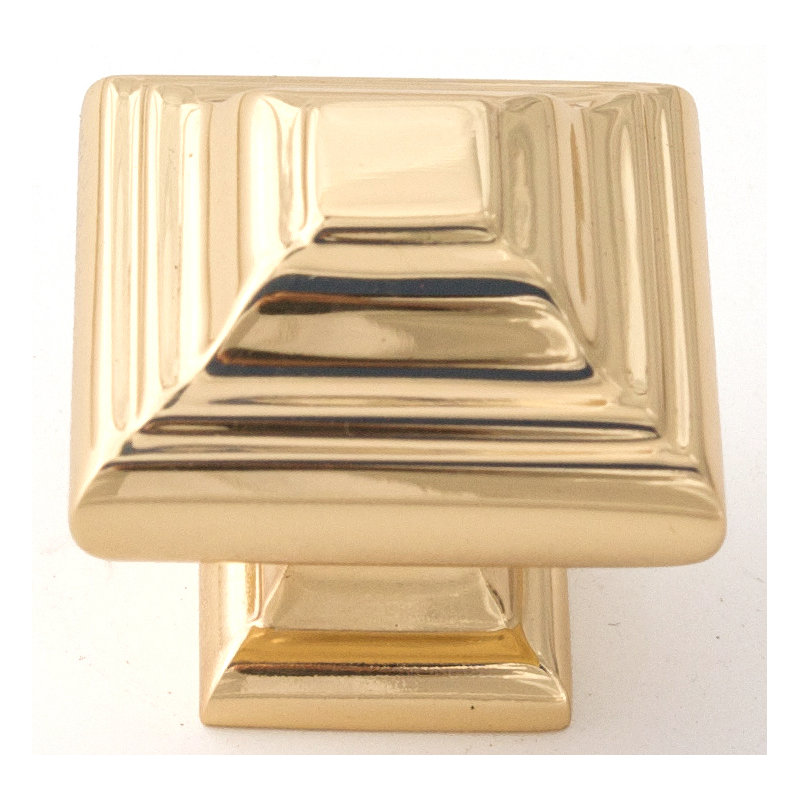 Square Knob, Polished Brass