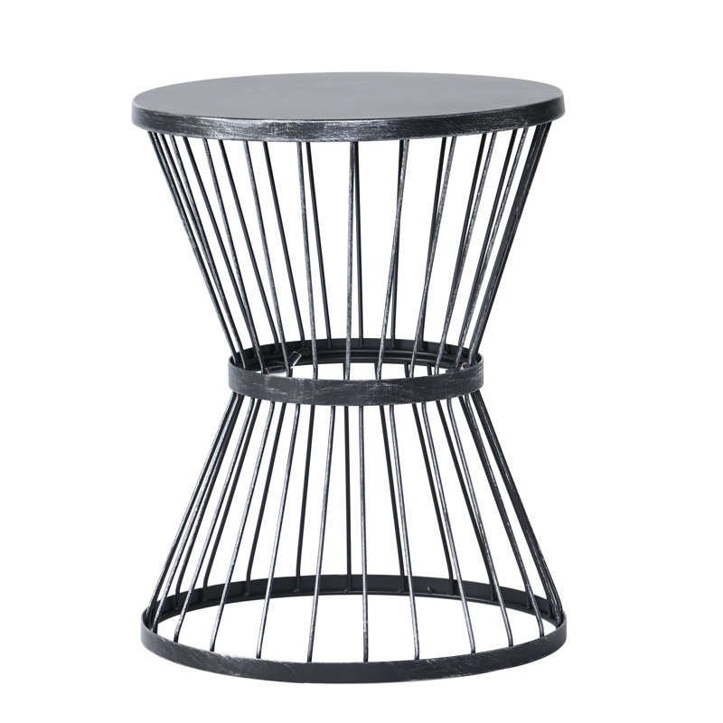 Artistic Matte Black Outdoor Side Table, Matte Black, 20.41" H x 16.66" W x 16.7" D