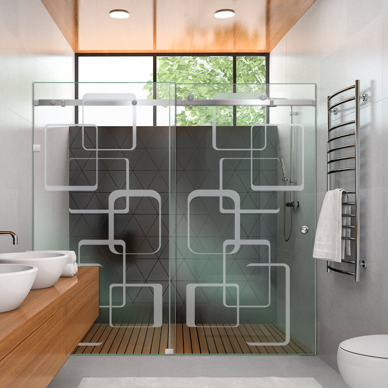 58 In W x 80 In H Frameless Sliding Bathtub Shower Glass Doors, Right, Non-Private