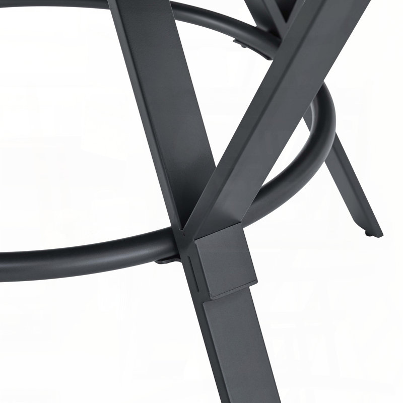 Table de salle à manger ronde avec pieds en tréteaux en métal noir
