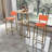 Bar Table And Chairs Three Piece Set, Gold Frame, Sponge Made Seat Cushions And Backrests, Bar Table With Storage Function-366669239