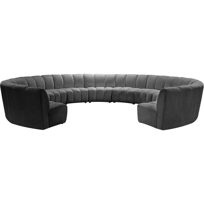 Canapé modulaire en velours Infinity, 11 pièces, Velours gris