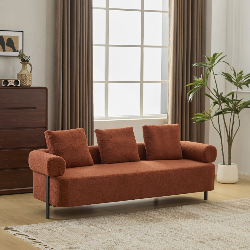 Canapé de 78 po à 3 places rembourré, canapé confortable avec 3 coussins moelleux pour salon, chambre à coucher, appartement