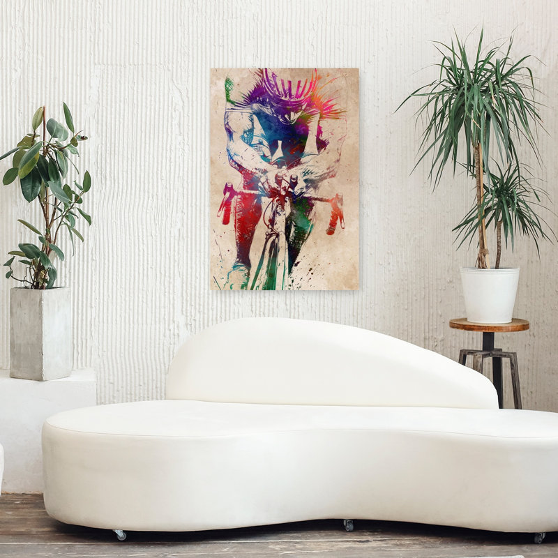 «Intense Racing Cyclist», art mural contemporain, 36" H x 24" W