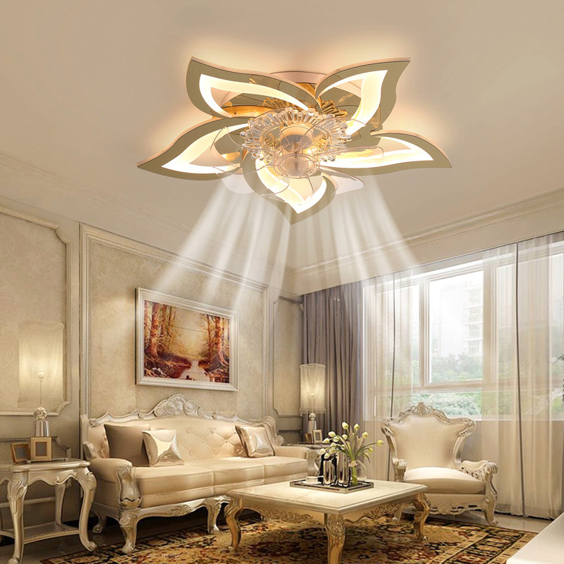 27In Ceiling Fan With Lights, Remote Control 3 Color Temperatures,6 Gear Wind Speed Fan Light, Gold