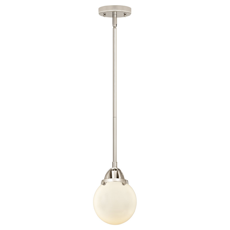 Luminaire suspendu sphère 1 lumière Lorri, Blanc mat, Nickel poli, Ampoule non incluse