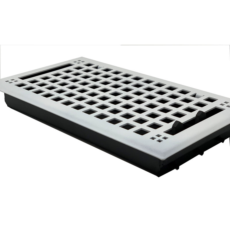 Registre de fixation en métal pour plancher / mur, Blanc, L 2 po x L 10 po (l 3,625 po x L 11,375 po)