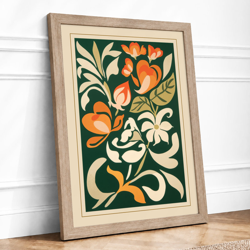 Orange Blooms, Art Nouveau Botanical - Print, Oak, A3 - 42.0 x 29.7 cm