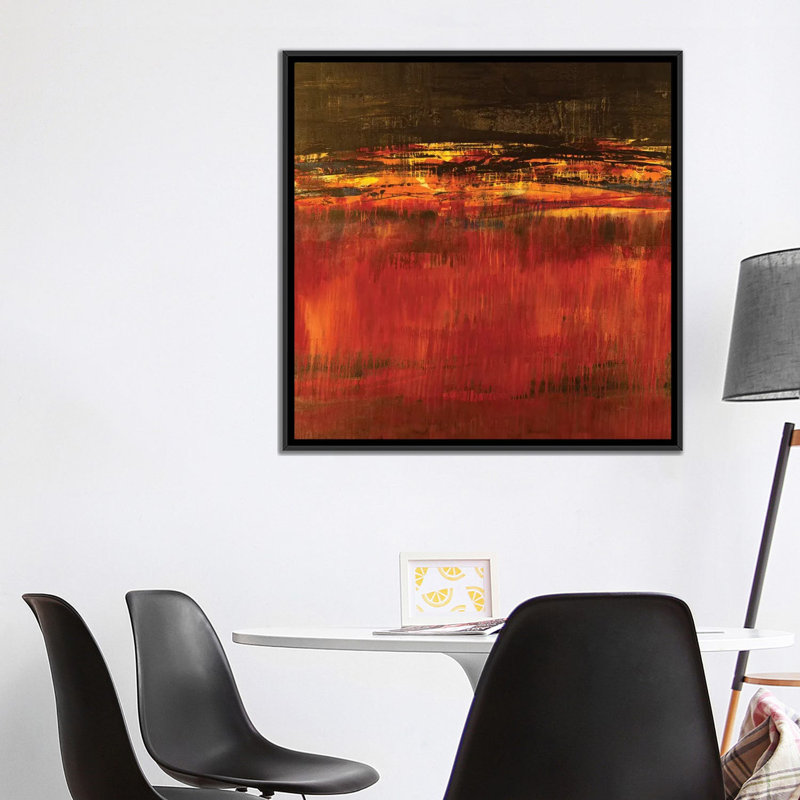 «Molten Lava», reproduction sur toile, H 26 po x l 26 po x P 1,5 po, Toile encadrée noire, Pas de tapis