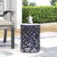 Table d'appoint d'extérieur en fer - Grande taille, bleu marine, motif taillé séduisant, l 13,75 po x P 13,75 po H, aucun assemblage requis-859982689-859982691