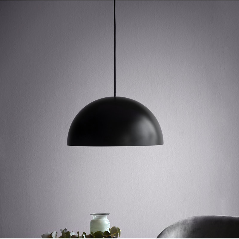 Ellen 1 - Light Satin Black Single Pendant, Black, 200cm H x 40cm W x 40cm D