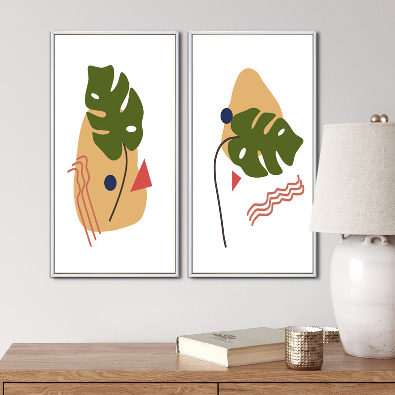 Scandinavian Abstract Geometric, H 32 po x l 32 po x P 1 po, Cadre blanc