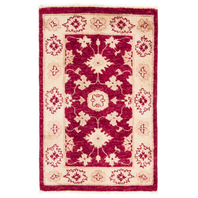 Rectangle 60 cm x 93 cm Floral Wool Hand Woven Area Rug