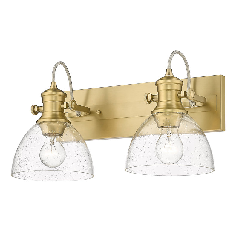 Éclairage pour meuble-lavabo à 2 lumières Bales, Verre martelé, Bronze champagne brossé