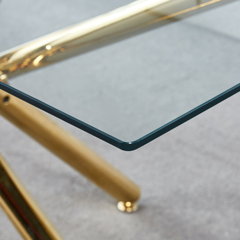 Table de salle à manger rectangulaire en verre trempé avec base en acier inoxydable, design d'intérieur de salle à manger moderne, pour 6 personnes