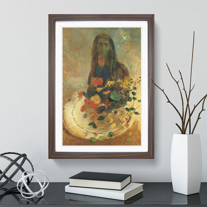 Mystery by Odilon Redon - Picture Frame Painting, 48cm H x 36cm W x 2cm D, Walnut Framed