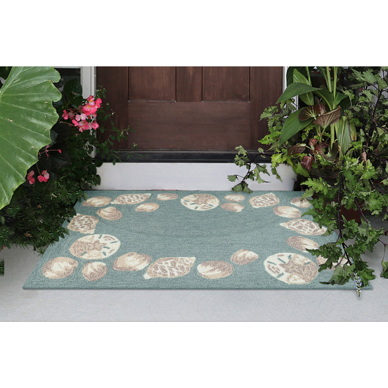 Tapis intérieur / extérieur Glidden touffeté à la main turquoise, Rectangle 2 pi x 3 pi