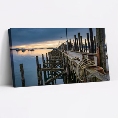 Wooden Dock Canvas Wall Art Oil Painting Print Set Of 1