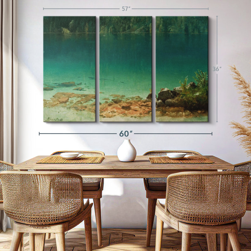 «Lake Scene» sur, H 36 po x l 57 po