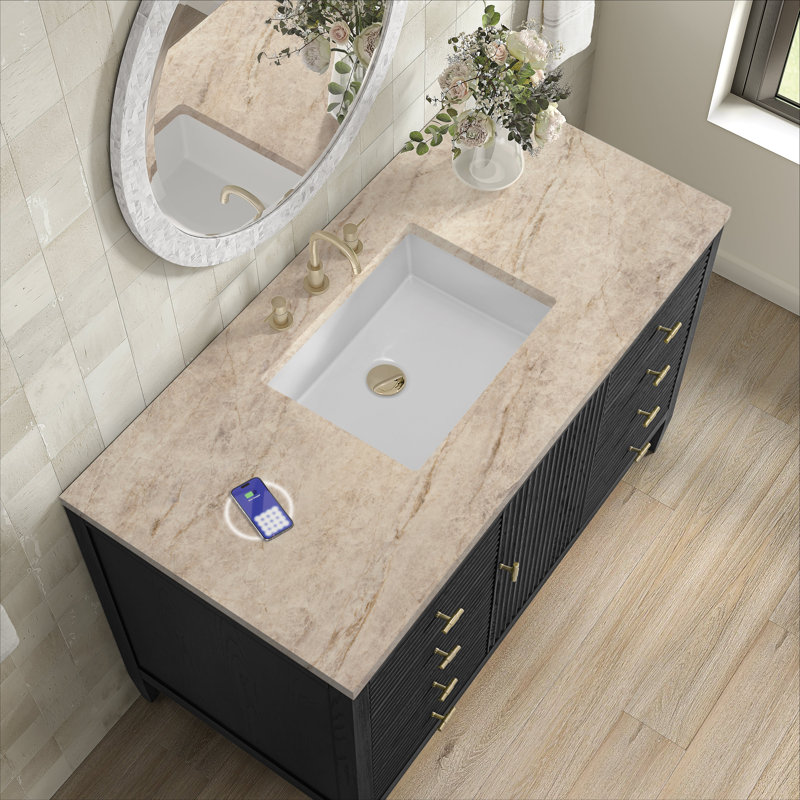 Myrrin 48 in. Single Vanity, Carbon Oak, Tajnar Eclos