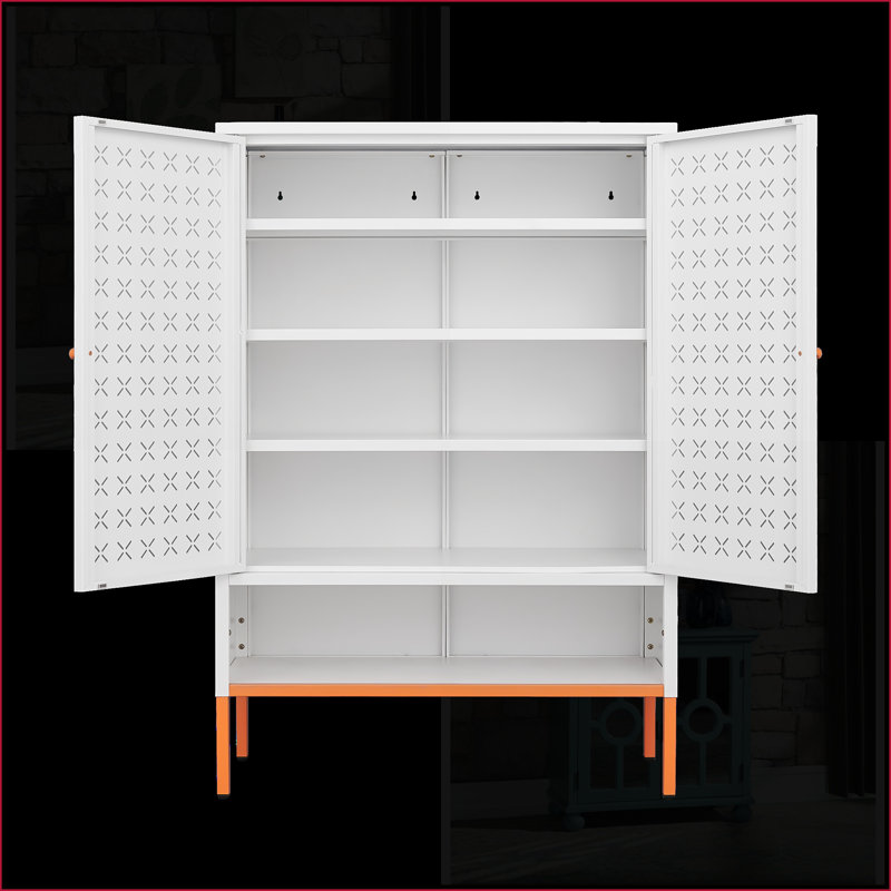 Range-chaussures avec 3 compartiments réglables, table à langer suspendue, pieds imperméables de 15 cm | Moderne | Blanc cassé
