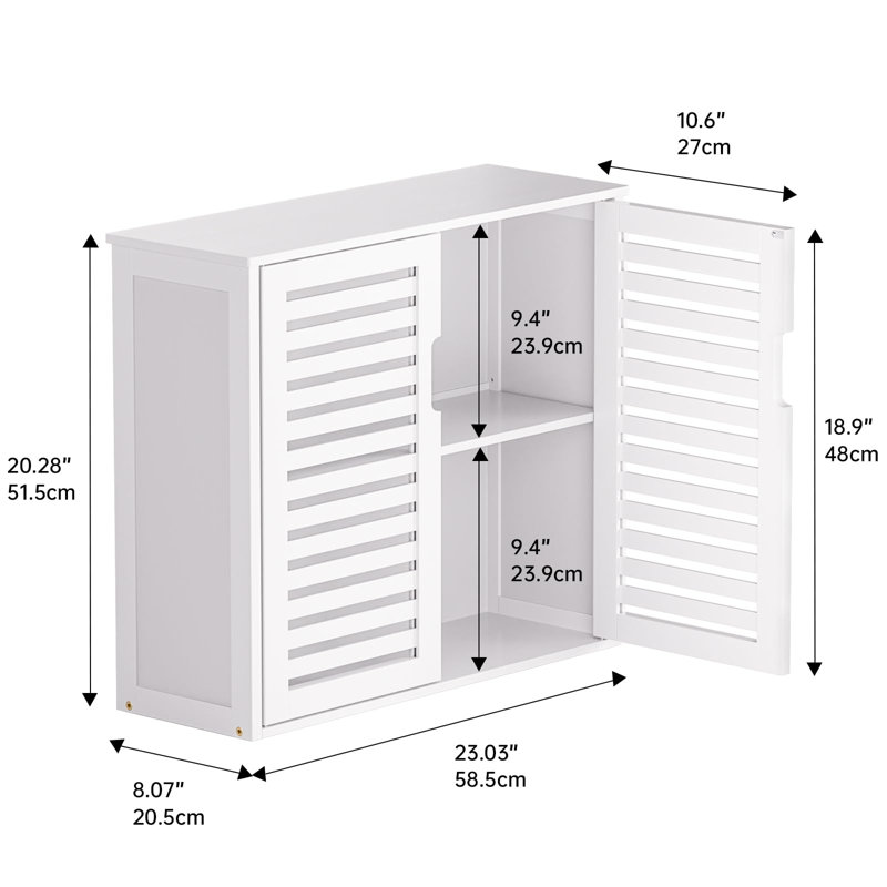 Bamboo Wall Mounted Required Bathroom Cabinet, White
