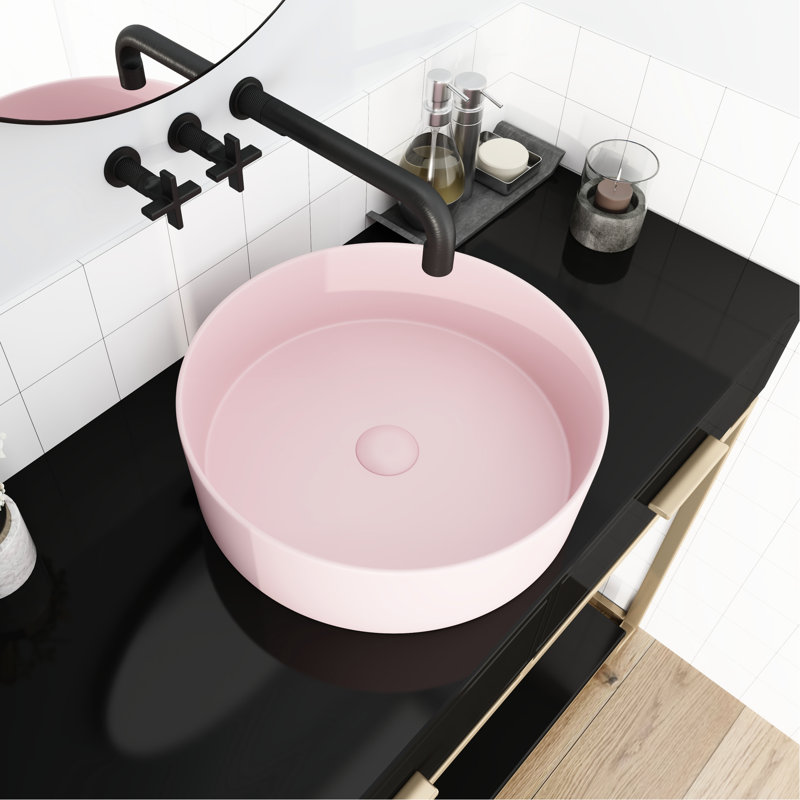 Lavabo vasque en céramique rose pour salle de bain - lavabo artistique, l 15,7 po x P 4,7 po, céramique, facile à nettoyer et fonctionnant magnifiquement en parfait état