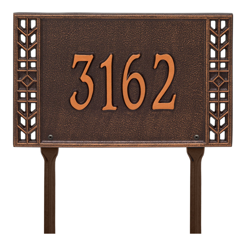 Boston Personalized Standard 1-Line Lawn Address Sign, Antique Copper, Yes