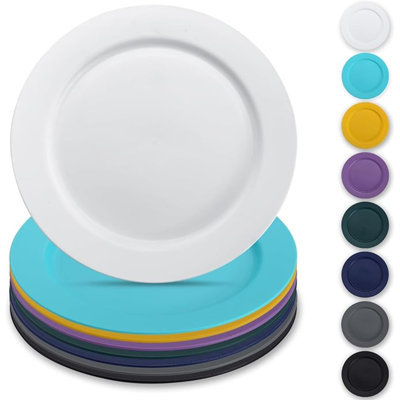 Ensemble de 8 assiettes PLASTIC 10 po, assiettes plates réutilisables, assiettes à salade, bols à pâtes, ensemble de plats faciles à transporter pour la maison, le jardin, le pique-nique, le camping et l'extérieur