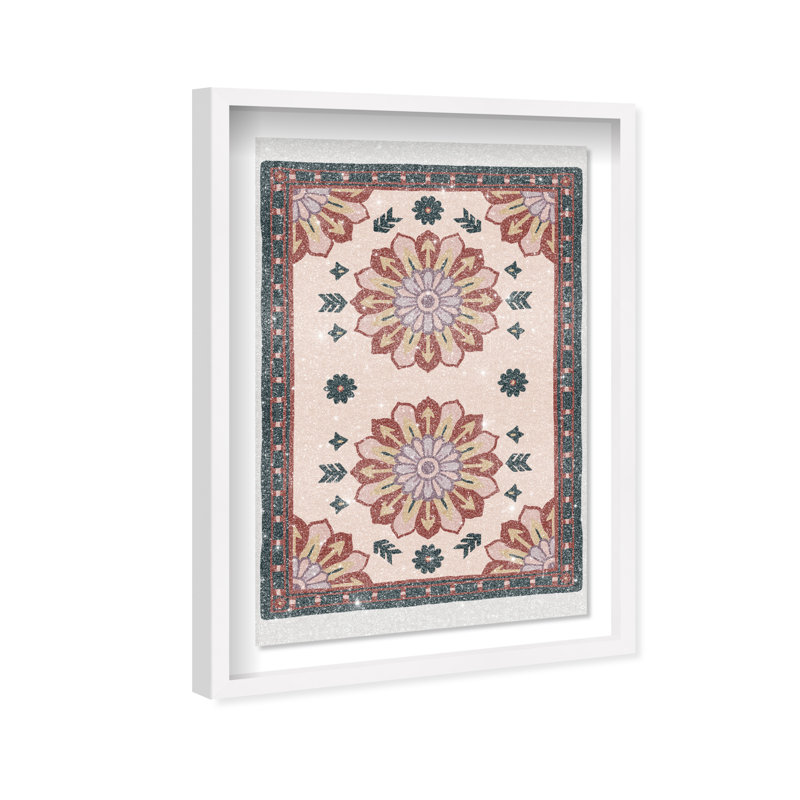 Midnight Damask Shadowbox Floral & Botanical Print by Oliver Gal, Black Frame, 10 x 15, 17.5"H x 25.5"W, White Shadowbox