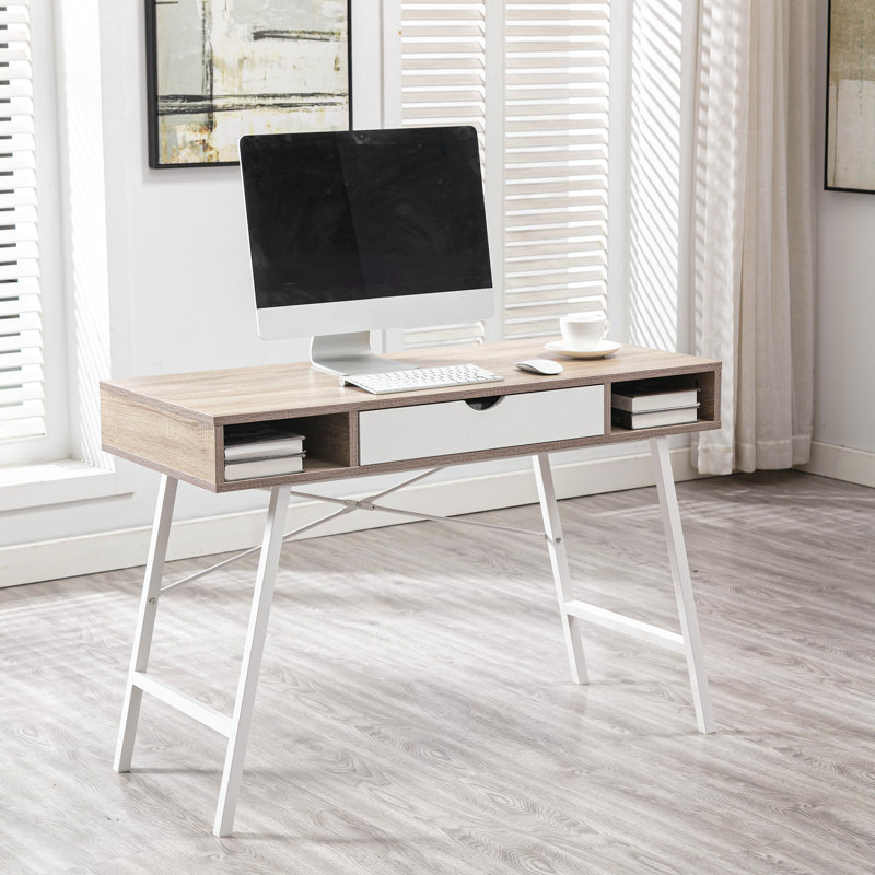 Coova Rectangle 110cm L Training Table, White, Oak/White