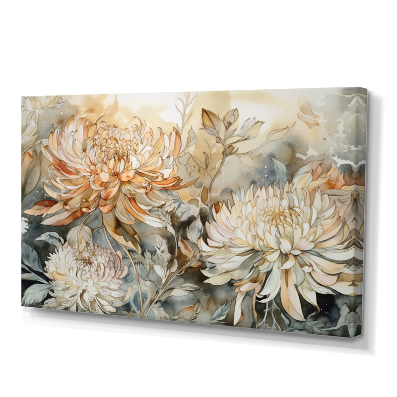 «Ruchelle Chrysanthemum», reproduction d'art sur toile, H 24 po x l 32 po x P 1 po, Toile tendue
