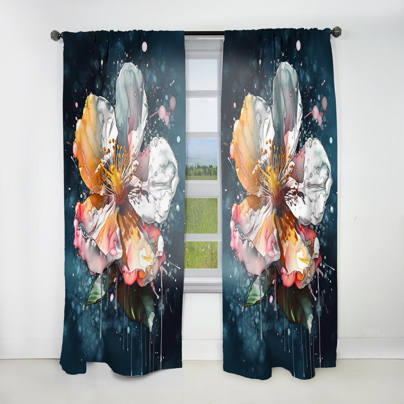 Aprin - Lily Curtain - Room Darkening Floral Curtain - 1 Panels, 52" W x 95" L