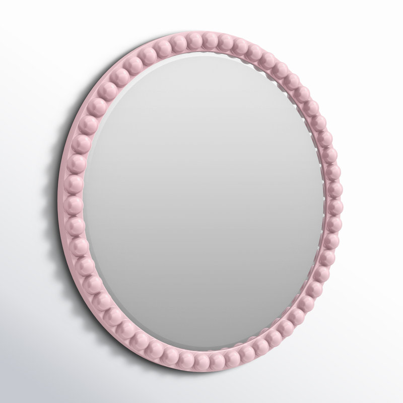 Miroir rond surdimensionné en perles bleu marine brillant, Lilas