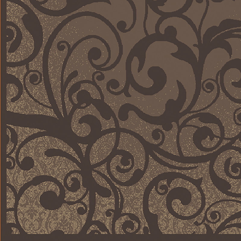 Tapis brun à motif floral Aashild, Rond 5 pi 3 po