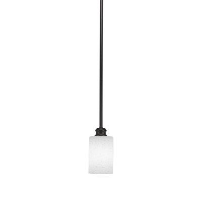 Edge Stem Hung Mini Pendant In Espresso Finish With 4" White Muslin Glass