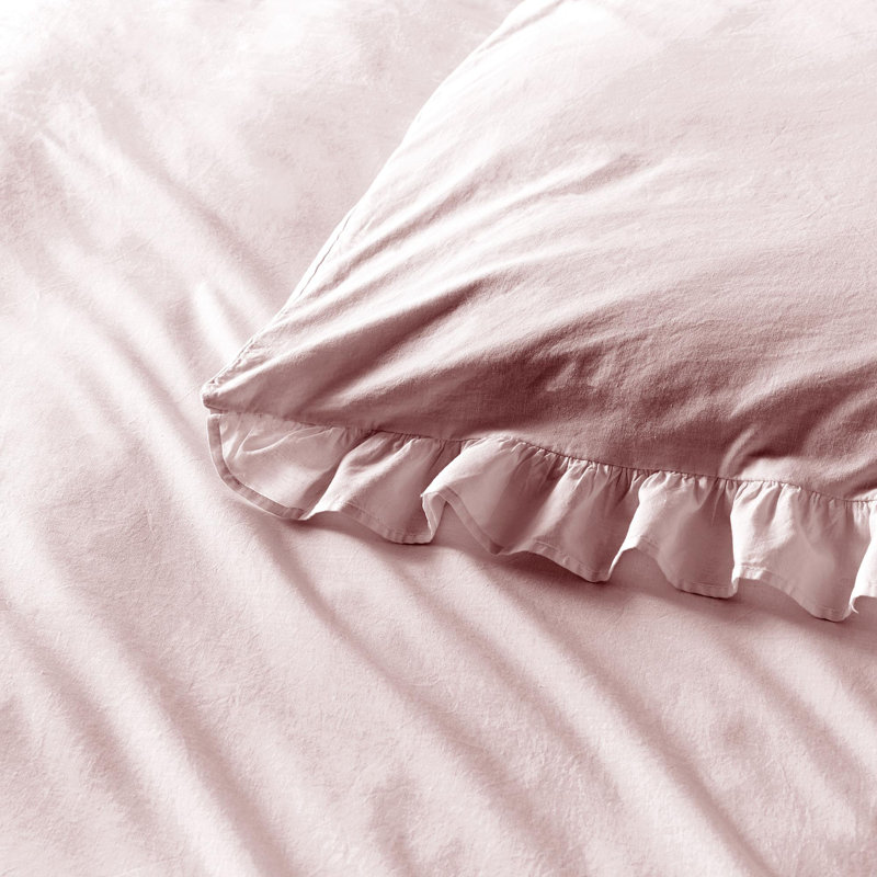 Cassia Frill Cotton No Pattern Duvet Cover Set with Pillowcases, Super King Duvet Cover Set + 2 Pillowcases